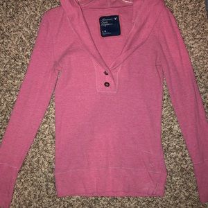 Pink hooded shirt